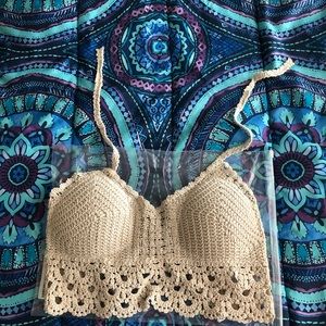 Scalloped crochet halter top
